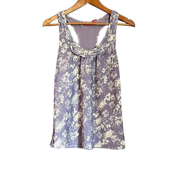 3 for $30! Elle purple floral woven and knit tank - Picture 1 of 8
